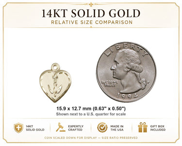 14kt Solid Gold Small Heart Communion Medal Pendant | 5/8" x 1/2" | Handcrafted by Bliss USA