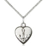 Sterling Silver Small Heart Communion Pendant Necklace 5/8 inch by 1/2 inch with 18 inch chain by Bliss Manufacturing