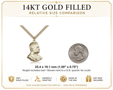 14kt Gold Filled Medium Saint Pius X Patron Saint Medal Necklace | 1" x 3/4" | 24" Chain | USA Made by Bliss