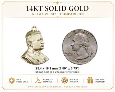 14kt Solid Gold Medium Saint Pius X Medal Pendant | 1" x 3/4" | Handcrafted in USA by Bliss