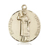 14kt Solid Gold St. Stephen Patron Saint Medal Pendant 1×7/8" by Bliss Manufacturing USA