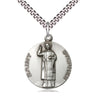 Sterling Silver St. Stephen Patron Saint Medal Necklace 1 inch by 7/8 inch on 24 inch chain handcrafted by Bliss Manufacturing USA