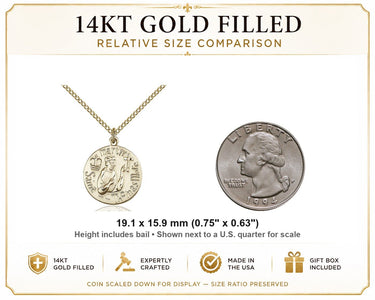 Collar con Medalla de San Tomás Moro, Patrono, de Oro Relleno de 14kt Mediano | 1.9 cm x 1.6 cm | Cadena de 45.7 cm | Hecho en EE. UU. por Bliss