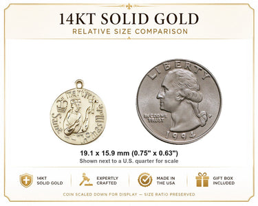 14kt Solid Gold Medium St. Thomas More Patron Saint Medal Pendant | 3/4" x 5/8" | Handcrafted in USA by Bliss