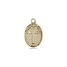 14kt solid gold small Friend In Jesus cross pendant, 1/2 inch by 1/4 inch, handcrafted in USA by Bliss Manufacturing