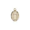 14kt solid gold small cross pendant, 1/2 inch by 1/4 inch, handcrafted in USA by Bliss Manufacturing