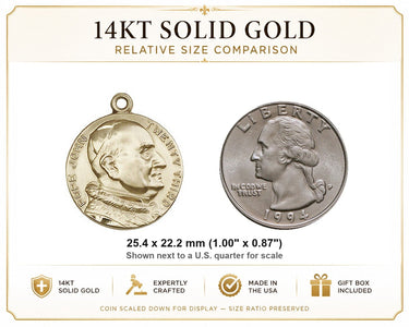 14kt Solid Gold Medium St. John XXIII Medal Pendant | 1" x 7/8" | Handcrafted in USA by Bliss