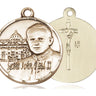14kt solid gold St. John Paul II patron saint medal pendant 1 inch by 7/8 inch handcrafted by Bliss
