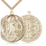 14kt Gold Filled Large St. Benedict Patron Saint Medal Necklace 1 5/8 x 1 1/2 inches with 24 inch chain by Bliss