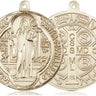 14kt solid gold large St. Benedict medal pendant 1 5/8 x 1 1/2 inches handcrafted in USA by Bliss