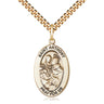 14kt gold filled St. Anthony of Padua patron saint medal necklace, 1 inch by half inch pendant on 24 inch chain, handcrafted by Bliss USA