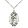 Sterling Silver St Anthony of Padua Patron Saint Medal Necklace 1 inch by half inch pendant 18 inch chain handcrafted Bliss Manufacturing USA