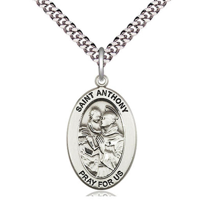 Sterling Silver St. Anthony Medal Necklace | 1 x 1/2 | 24" Chain | Bliss USA