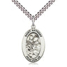 Sterling Silver St Anthony of Padua Patron Saint Medal 1 inch x half inch on 24 inch chain handcrafted by Bliss Manufacturing USA