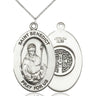 Sterling Silver St. Benedict Patron Saint Medal Necklace 1x1/2 inch with 18 inch Chain by Bliss