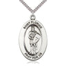 Sterling silver St. Florian patron saint medal necklace, 1 inch medal on 24 inch curb chain, Bliss Manufacturing