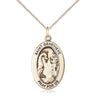Gold Filled St. Genevieve Patron Saint Medal Necklace 1 inch by 1/2 inch pendant on 18 inch chain handcrafted by Bliss Manufacturing