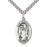 Medium Sterling Silver St. Genevieve Patron Saint Medal Necklace 1 x 1/2 on 24 Inch Chain by Bliss