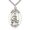 Sterling Silver St. Gerard Majella Patron Saint Medal Necklace 1 inch by half inch on 24 inch curb chain handcrafted by Bliss