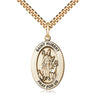 14kt Gold Filled St. Hubert of Liege medium patron saint medal necklace with 24 inch chain by Bliss Manufacturing
