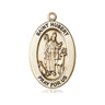14kt solid gold St. Hubert of Liege medal pendant 1 inch by half inch handcrafted in USA by Bliss Manufacturing