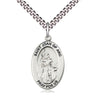 Sterling Silver St. Joan of Arc Patron Saint Medal Necklace 1 inch by half inch with 24 inch chain by Bliss
