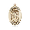 14kt solid gold St. Michael the Archangel medal pendant, 1 inch by half inch, handcrafted in USA by Bliss Manufacturing