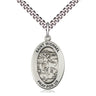 Sterling silver St. Michael the Archangel medal necklace with 1 inch pendant on 24 inch curb chain by Bliss