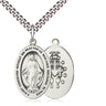 Sterling Silver Medium Miraculous Medal Necklace 1 inch by half inch pendant with 24 inch chain by Bliss Manufacturing