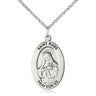 Sterling silver St. Rose of Lima patron saint medal necklace, 1 inch by half inch pendant on 18 inch chain, handcrafted by Bliss Manufacturing USA