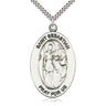 Sterling Silver St. Sebastian Patron Saint Medal Necklace 1 inch by half inch with 24 inch Chain Bliss USA