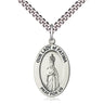 Sterling silver Our Lady of Fatima medal necklace 1 x 1/2 inch with 24 inch chain by Bliss