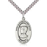 Sterling Silver St. Elizabeth Ann Seton Patron Saint Medal Necklace 1 inch x 1/2 inch with 24 inch Chain by Bliss
