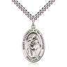 Sterling Silver St. Elizabeth of the Visitation Patron Saint Medal Necklace 1x1/2 inch with 24 inch Chain by Bliss