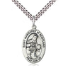 Sterling Silver St. Margaret of Scotland medium patron saint medal necklace with 24 inch chain by Bliss