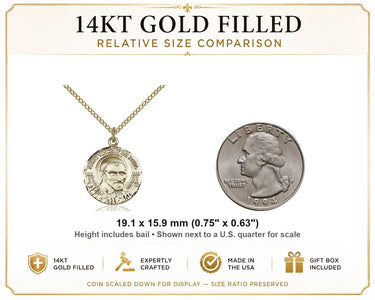 14kt Gold Filled Medium St. Vincent de Paul Medal Necklace | 3/4 x 5/8 | 18" Chain | USA Made by Bliss
