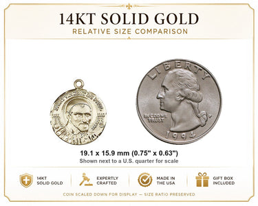 14kt Solid Gold Medium St. Vincent de Paul Medal | 3/4 x 5/8 | Handcrafted in USA by Bliss