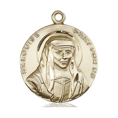 14kt Solid Gold Medium St. Louise Patron Saint Medal Pendant | 1" x 7/8" | Handcrafted in USA by Bliss