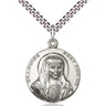 Sterling Silver St. Louise de Marillac Patron Saint Medal Necklace 1 inch by 7/8 inch with 24 inch chain by Bliss
