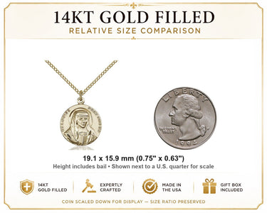 14kt Gold Filled Medium St. Louise Patron Saint Medal Necklace | 3/4" x 5/8" | 18" Chain | USA Made by Bliss