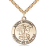 14kt Gold Filled St. Michael Archangel medium patron saint medal necklace with 24 inch chain by Bliss