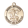 14kt solid gold St. Michael Archangel patron saint medal pendant 1 inch by 7/8 inch by Bliss Manufacturing