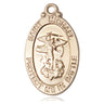 14kt solid gold medium St. Michael patron saint medal pendant 1 1/8 x 5/8 inches handcrafted by Bliss
