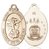 14kt Solid Gold St. Michael Archangel Medal Pendant 1 1/8 inch by 5/8 inch handcrafted by Bliss Manufacturing USA