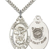 Sterling Silver St Michael Coast Guard Medal Necklace 1-1/8x5/8 inch 24 inch chain Bliss Manufacturing