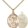 14kt Gold Filled St. Michael the Archangel medal necklace with Coast Guard emblem, 3/4 inch pendant on 18 inch chain, handcrafted by Bliss Manufacturing