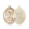 14kt Solid Gold St. Michael the Archangel medal pendant with Coast Guard emblem, 3/4 inch medium size, handcrafted by Bliss Manufacturing USA