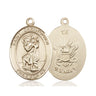 14kt Solid Gold St. Michael the Archangel Navy Medal Pendant 3/4 x 1/2 inch by Bliss Manufacturing