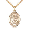 14kt Gold Filled St. Michael Patron Saint Medal Necklace 1 x 5/8 inch pendant with 24 inch chain by Bliss