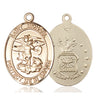 14kt solid gold St. Michael Air Force medal pendant, 1 inch by 5/8 inch, handcrafted by Bliss Manufacturing